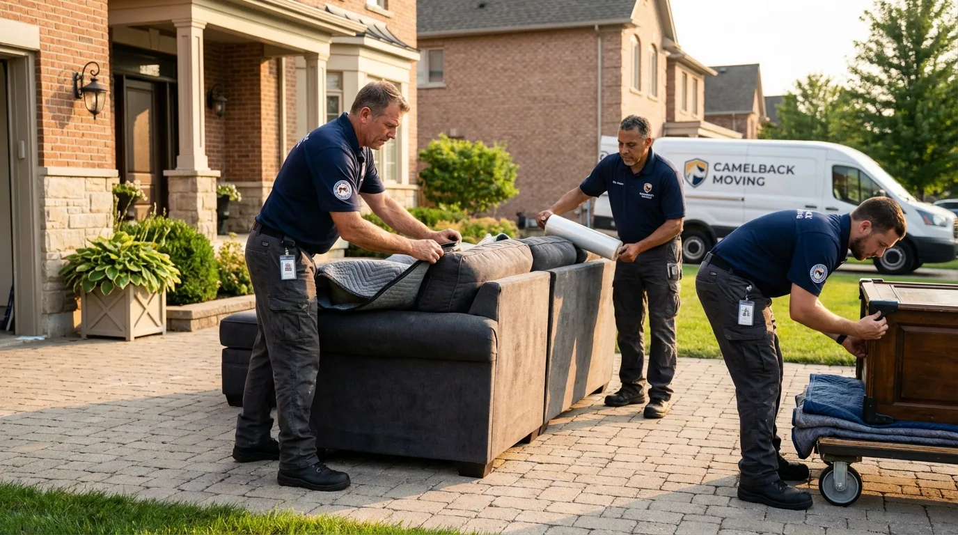 Large estate moving crew wrapping furniture in Essex, MD